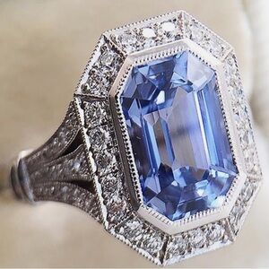Blue Cubic Zirconia Anniversary Ring